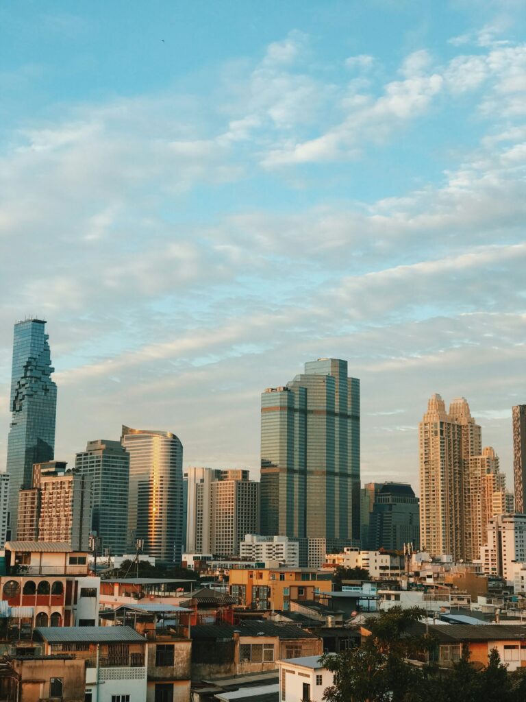 Sathorn skyline and MahaNakhon tower in Bangkok, Thailand